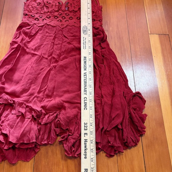Free People One Adella Slip Dark Cherry Red Lace Mini Dress Party Sexy Small S/P - Picture 7 of 9